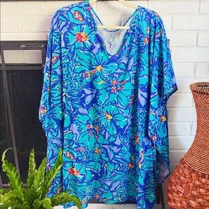 Lilly Pulitzer Blue Tropical Print Cover-Up Dress